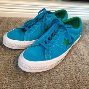 Blue and Green Low Top One Star Converse